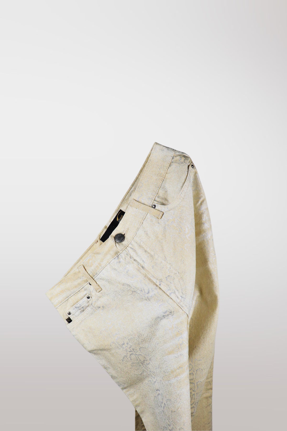 Just Cavalli Tan & Silver Python Metallic Print Jeans