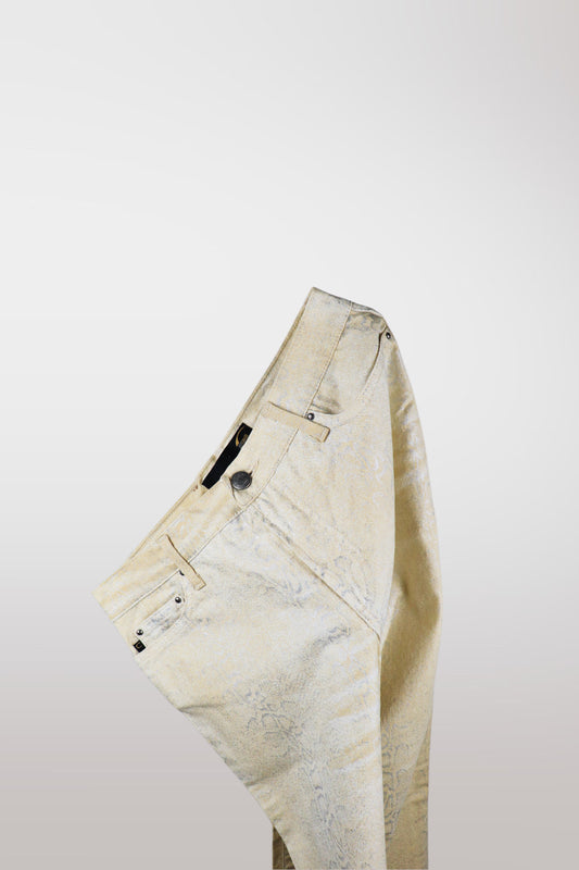 Just Cavalli Tan & Silver Python Metallic Print Jeans