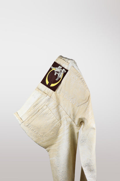 Just Cavalli Tan & Silver Python Metallic Print Jeans