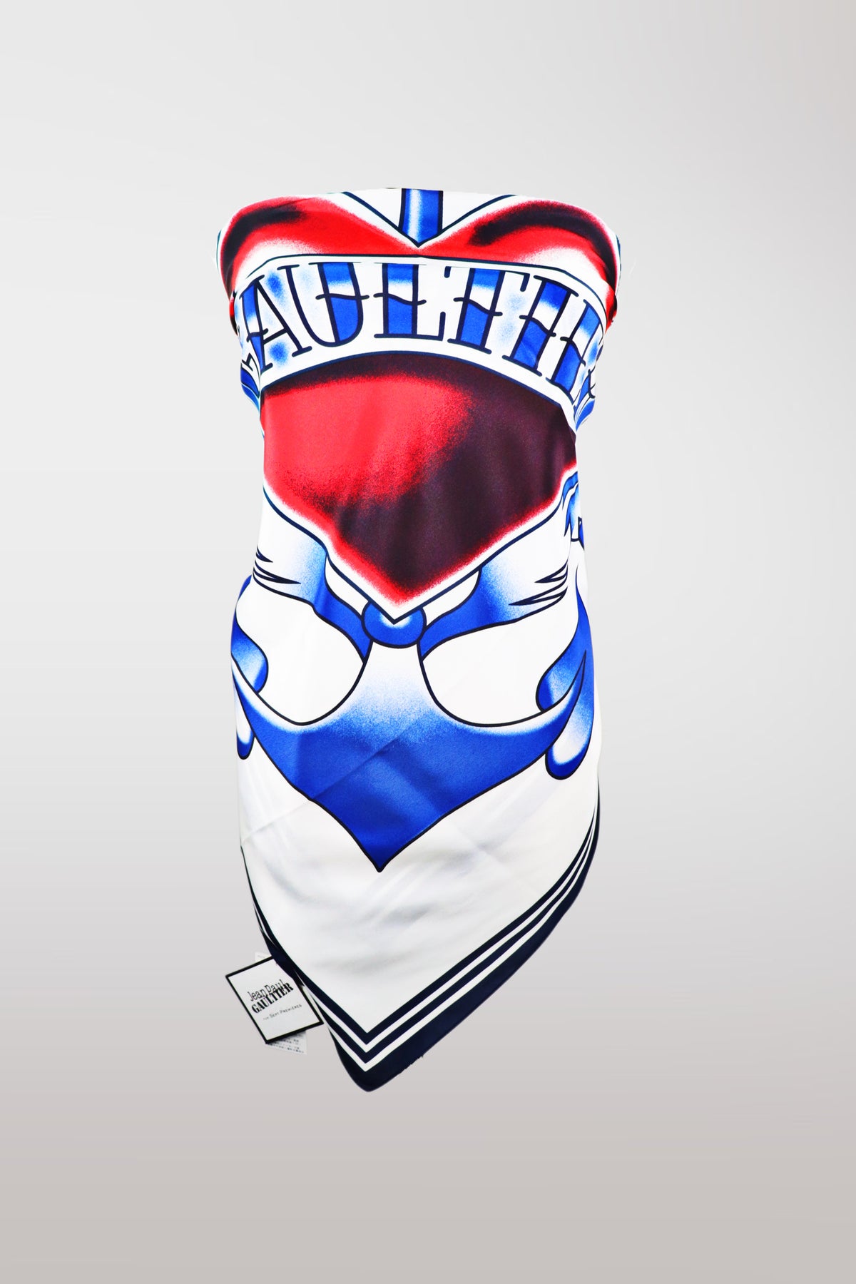 Jean Paul Gaultier 2015 Heart & Anchor Tattoo Scarf (White)