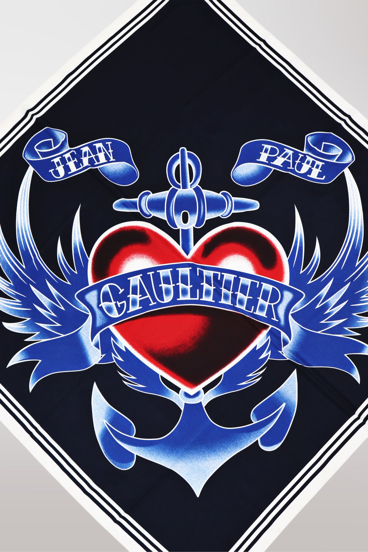 Jean Paul Gaultier 2015 Heart & Anchor Tattoo Scarf (Rare Colorway)