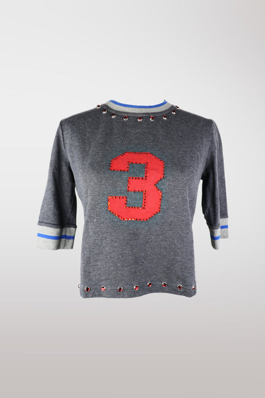 D&G Varsity Style Swarovski Embellished Sweatshirt