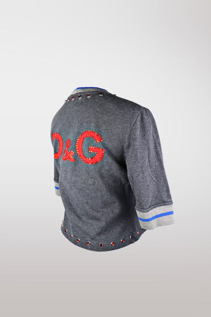 D&G Varsity Style Swarovski Embellished Sweatshirt