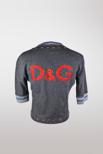 D&G Varsity Style Swarovski Embellished Sweatshirt
