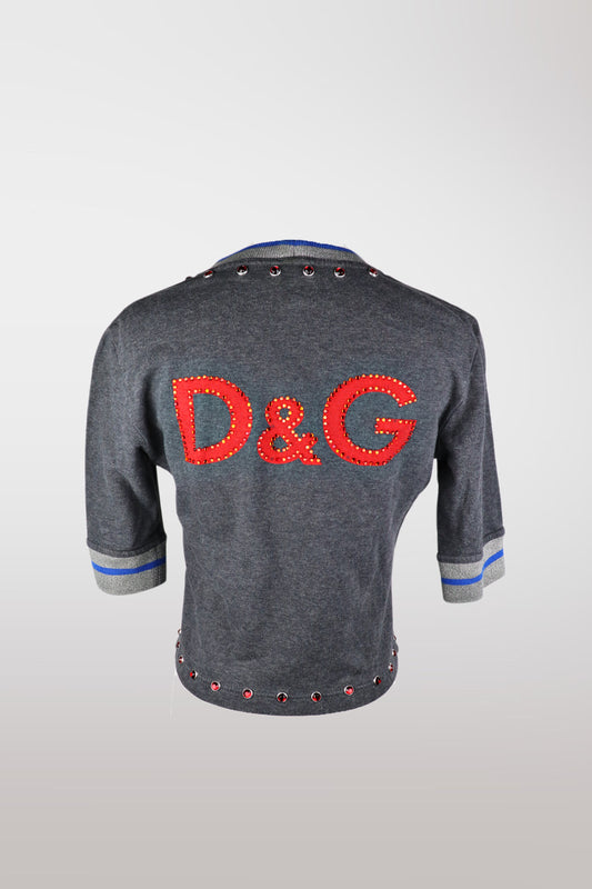 D&G Varsity Style Swarovski Embellished Sweatshirt