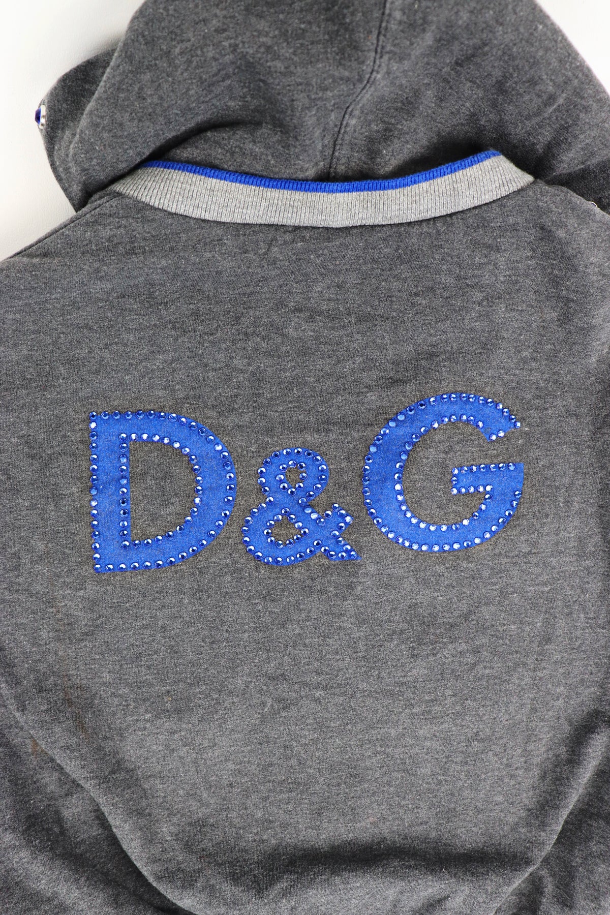 RARE D&G Blue Jeweled Varsity Zip-Up Jacket