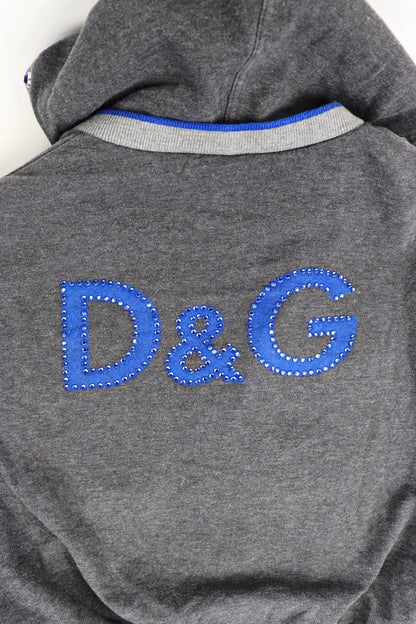 RARE D&G Blue Jeweled Varsity Zip-Up Jacket