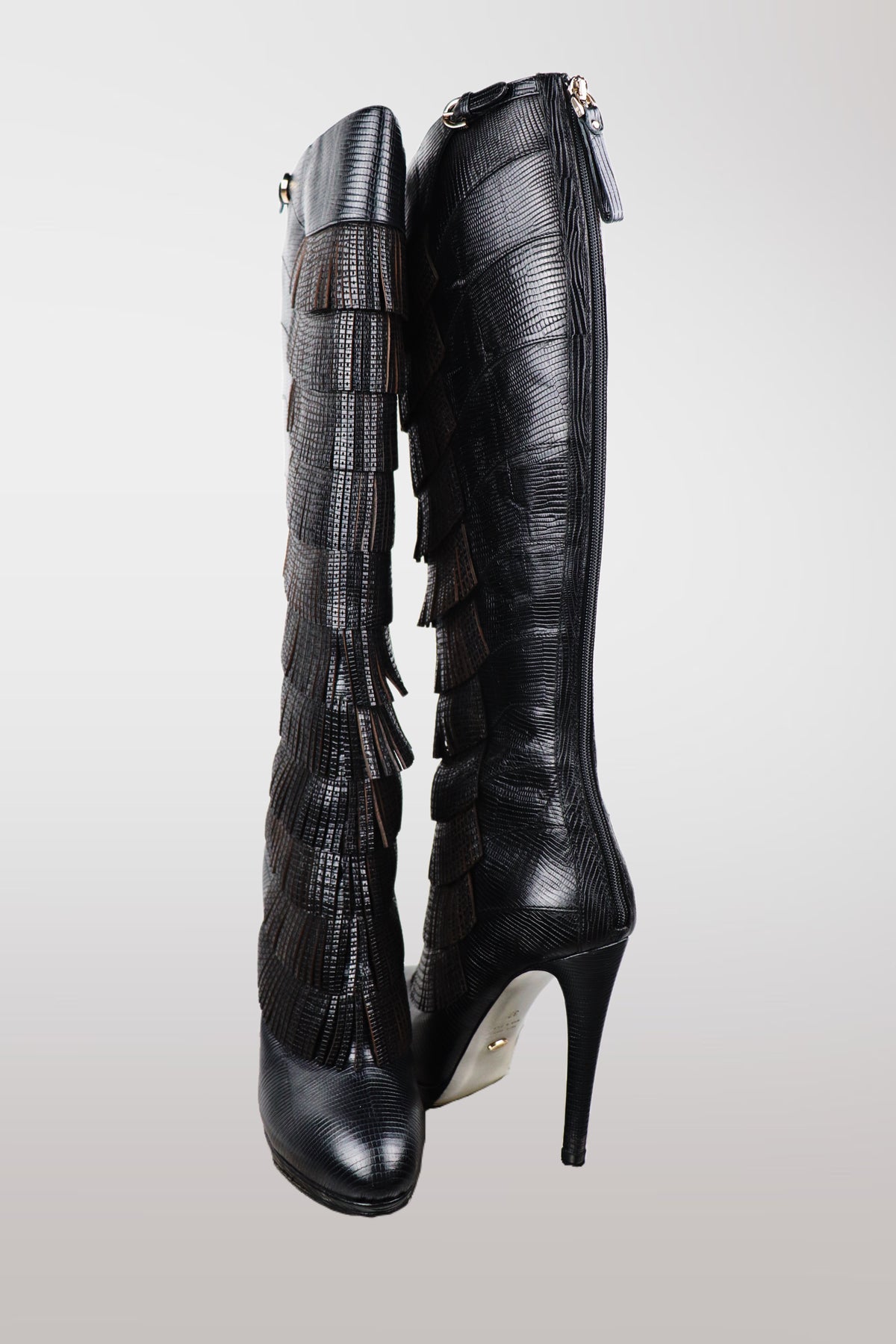 Sergio Rossi F/W 2010 Lizard Leather Fringe Boots