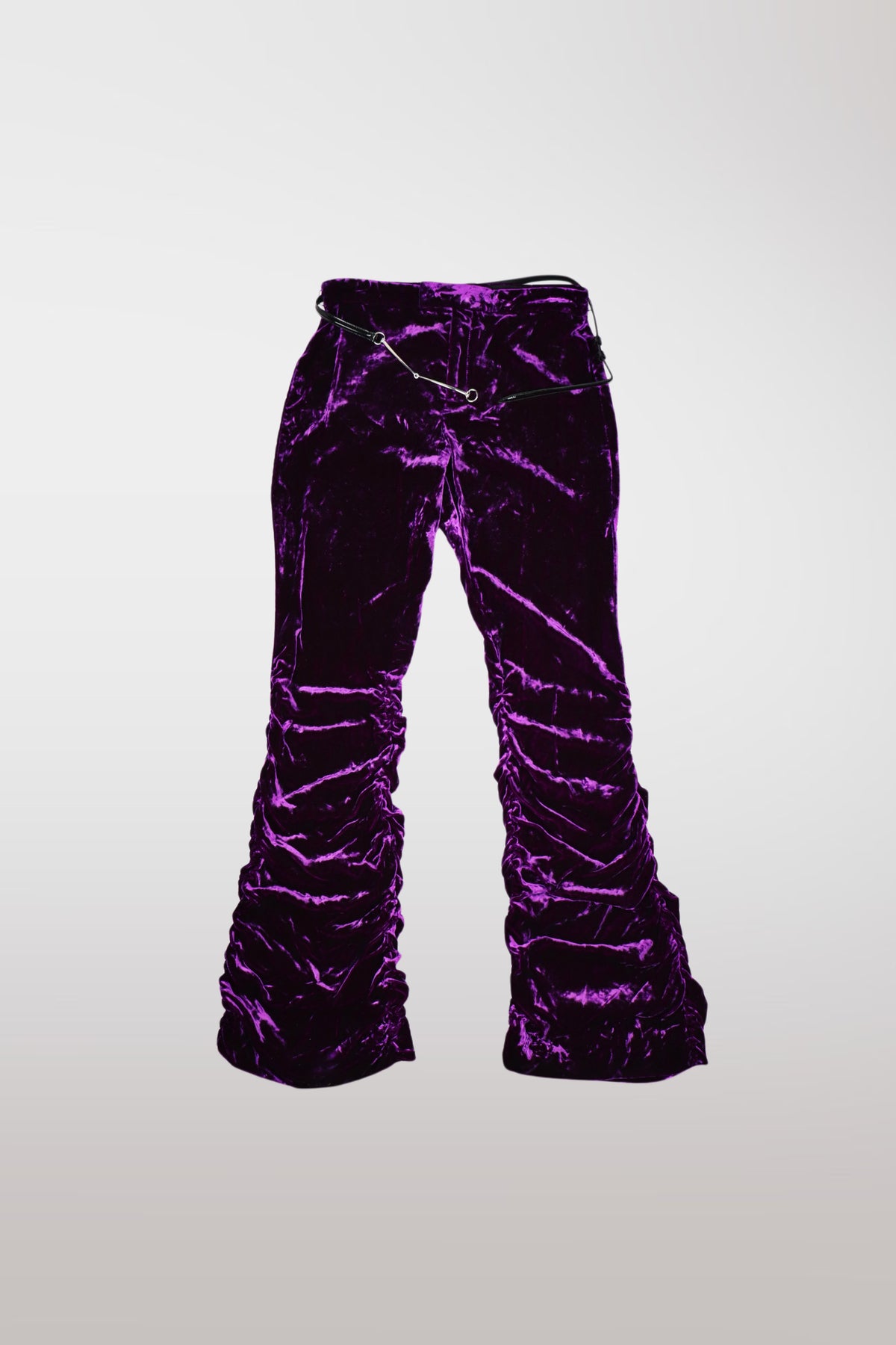Gucci F/W 2023 Purple Belted Velour Ruched Pants