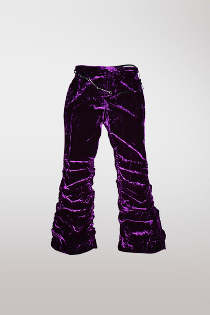 Gucci F/W 2023 Purple Belted Velour Ruched Pants