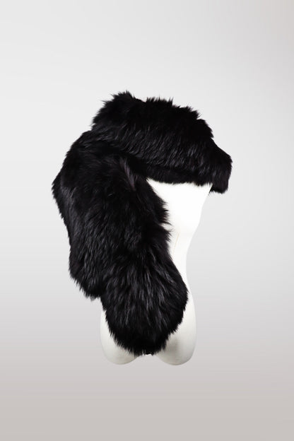 Genuine Black XL Fox Fur Shawl