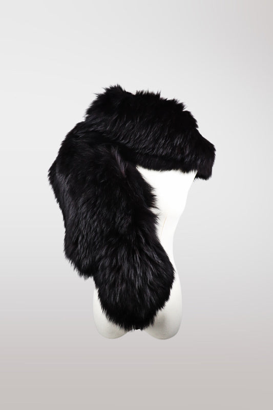 Genuine Black XL Fox Fur Shawl