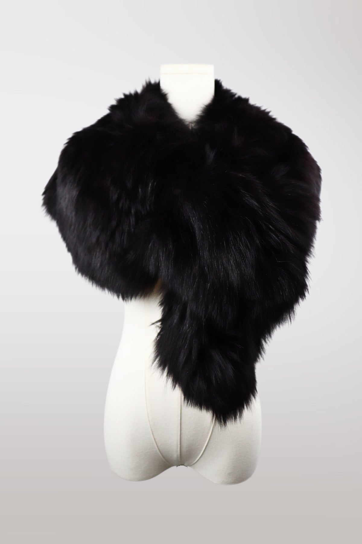 Genuine Black XL Fox Fur Shawl
