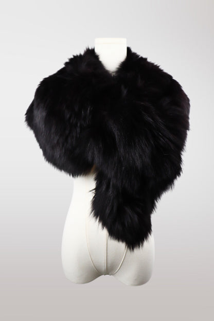 Genuine Black XL Fox Fur Shawl