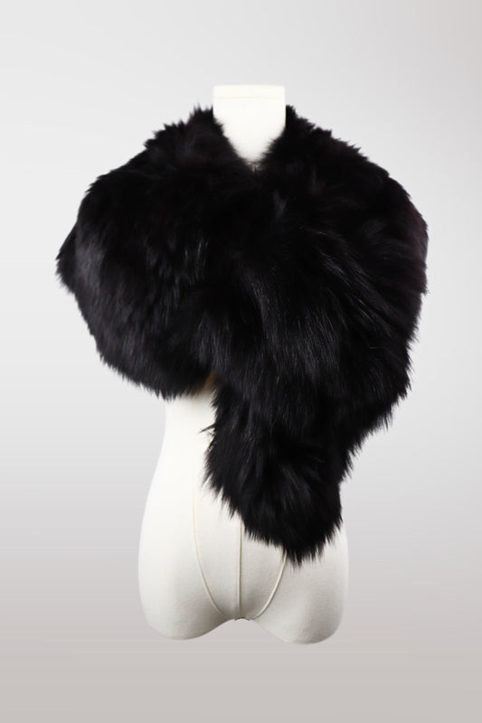 Genuine Black XL Fox Fur Shawl