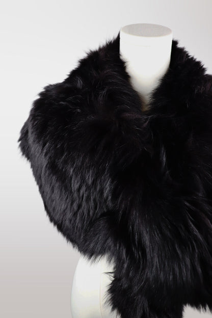 Genuine Black XL Fox Fur Shawl