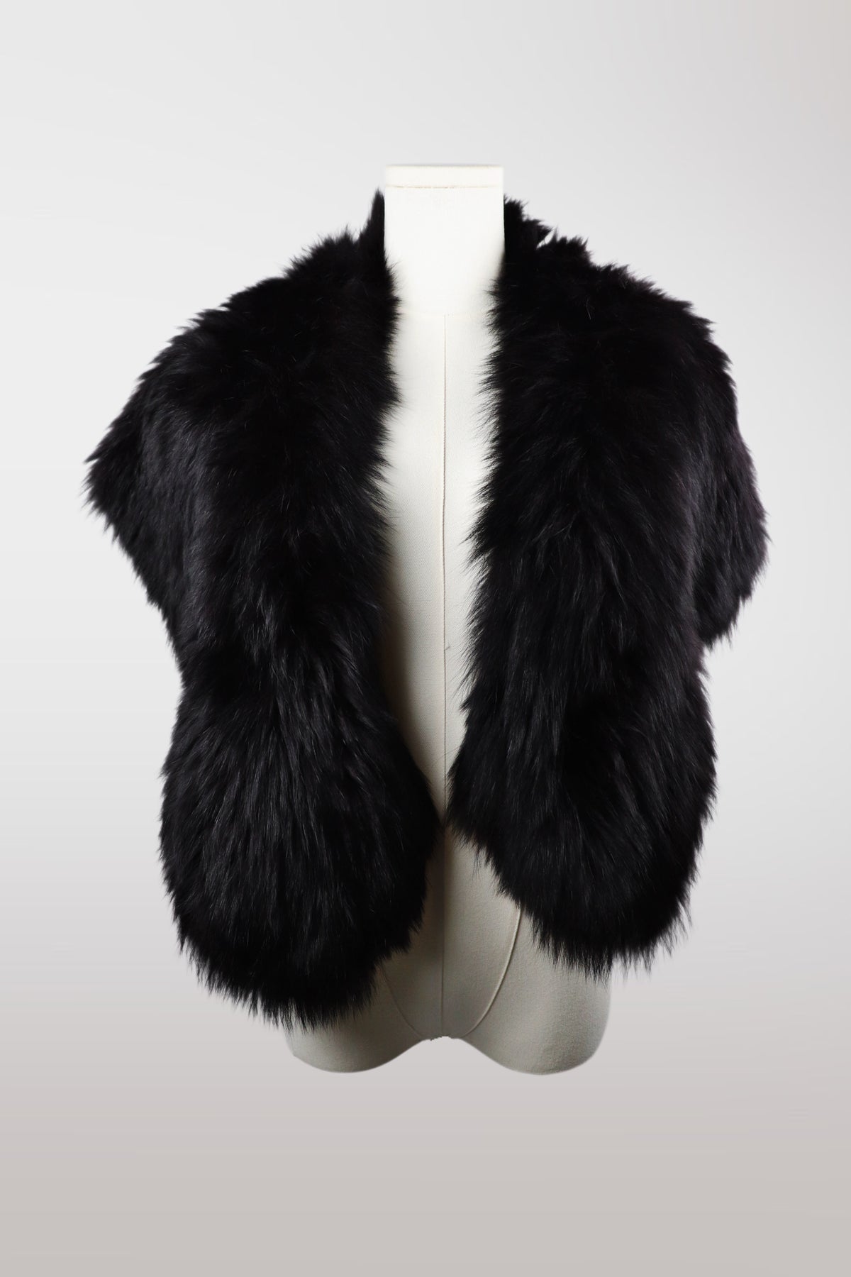 Genuine Black XL Fox Fur Shawl