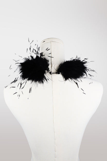 Genuine Black Ostrich Feather Choker