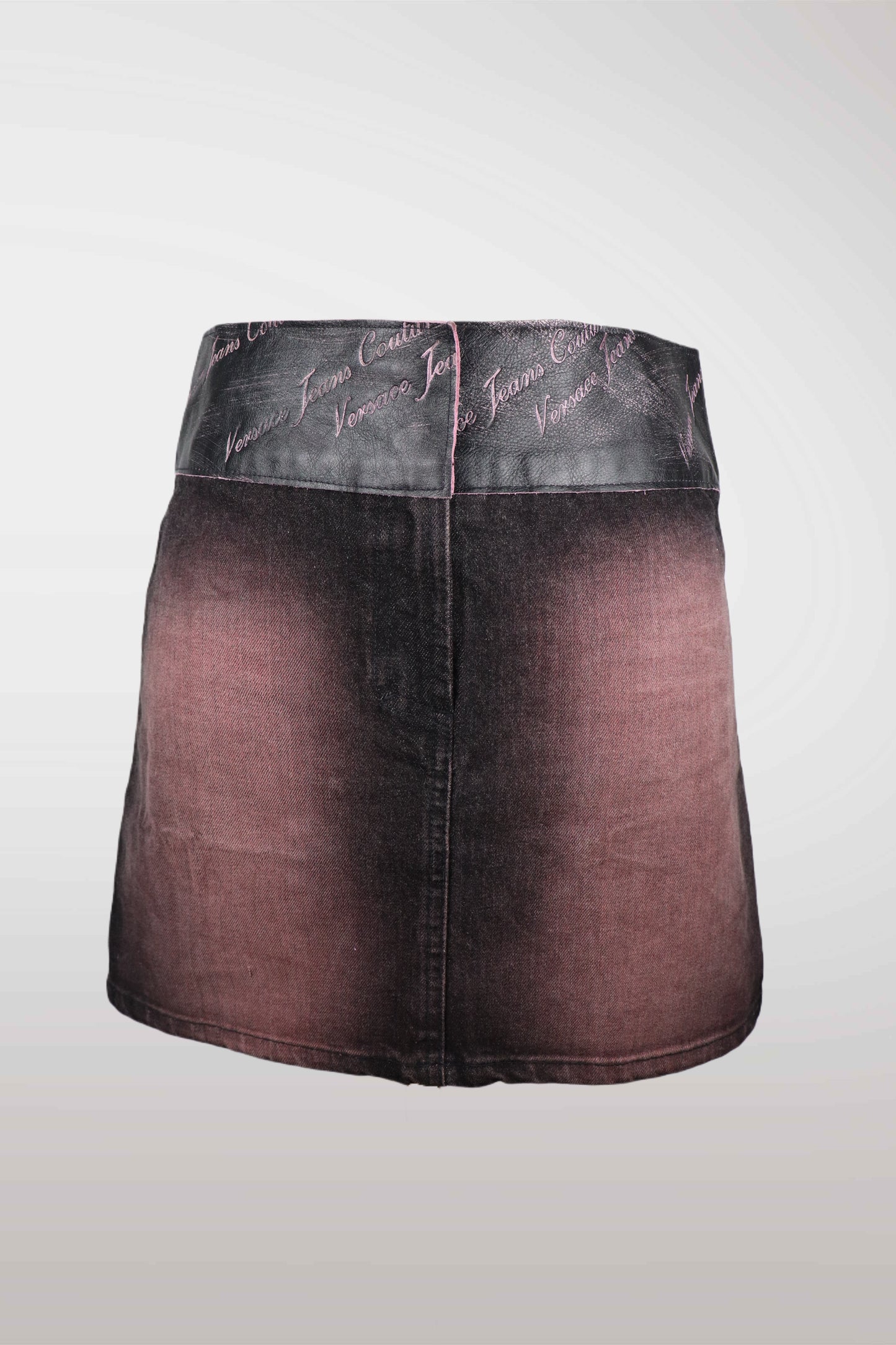 90s Versace Jeans Couture Pink Stone Wash Denim Skirt