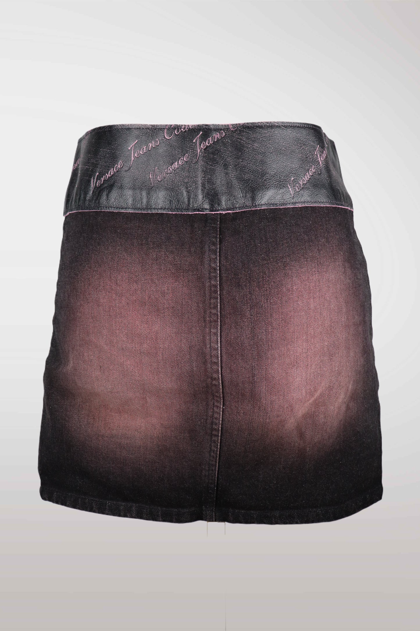 90s Versace Jeans Couture Pink Stone Wash Denim Skirt
