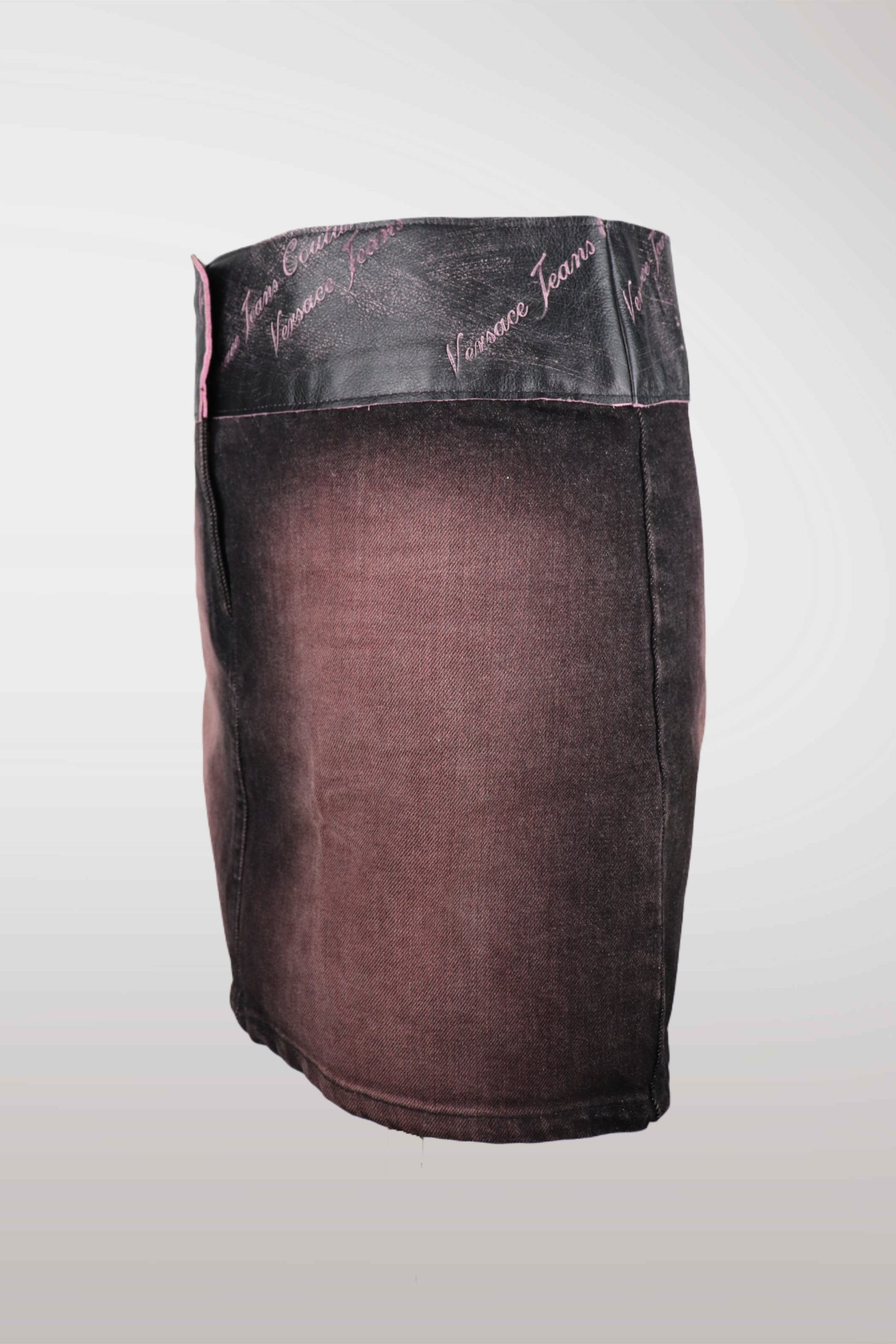 90s Versace Jeans Couture Pink Stone Wash Denim Skirt