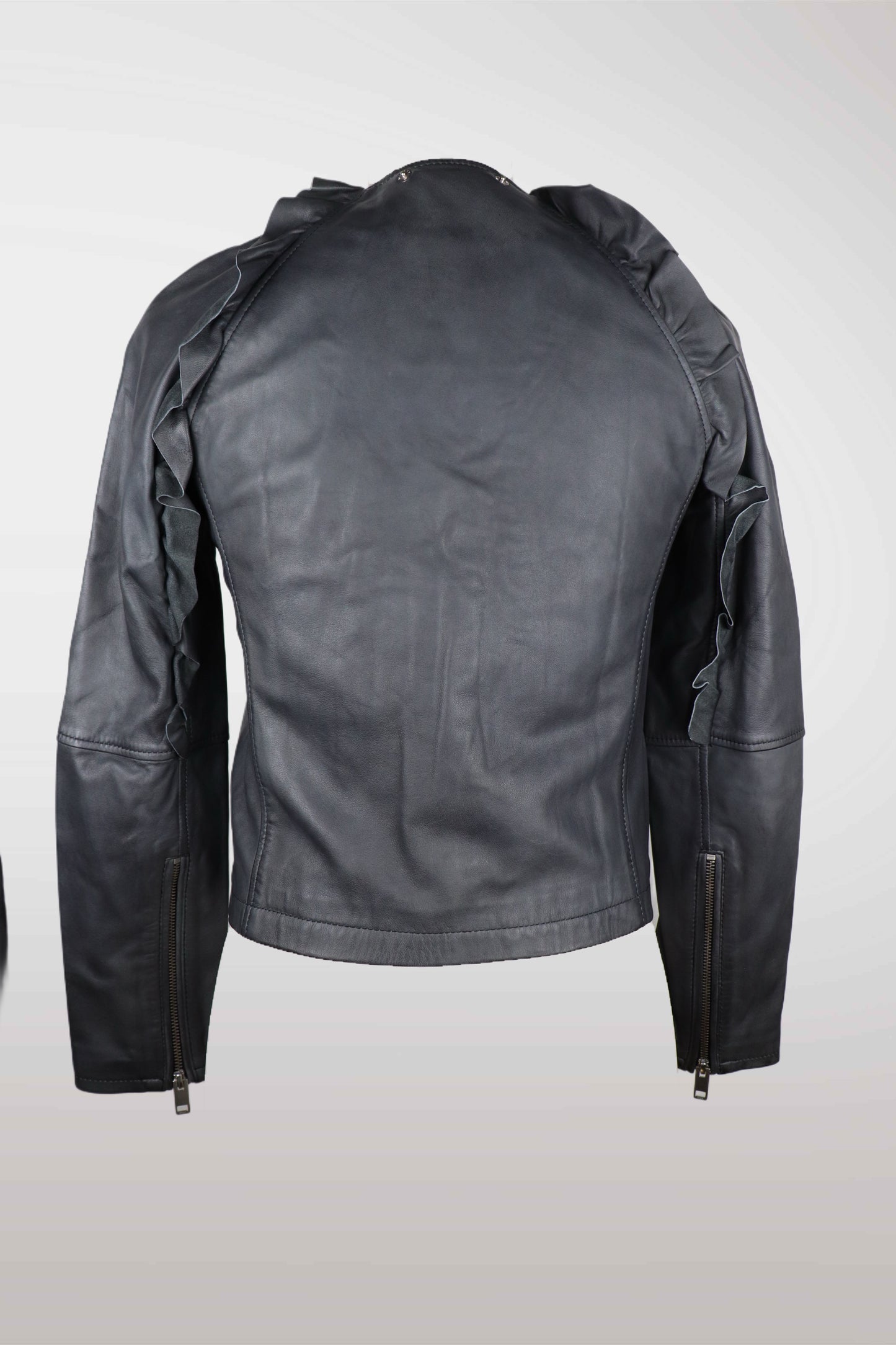 Diesel Lambskin Ruffle Moto Jacket