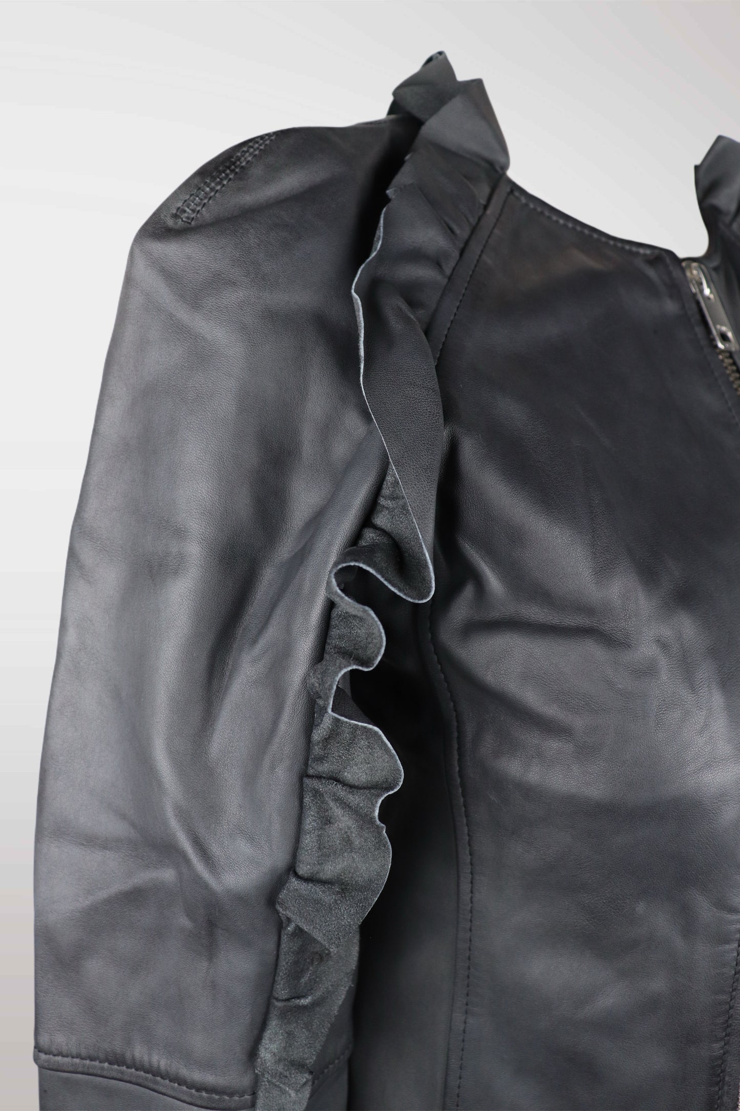 Diesel Lambskin Ruffle Moto Jacket