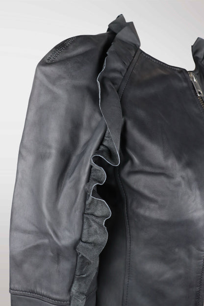 Diesel Lambskin Ruffle Moto Jacket