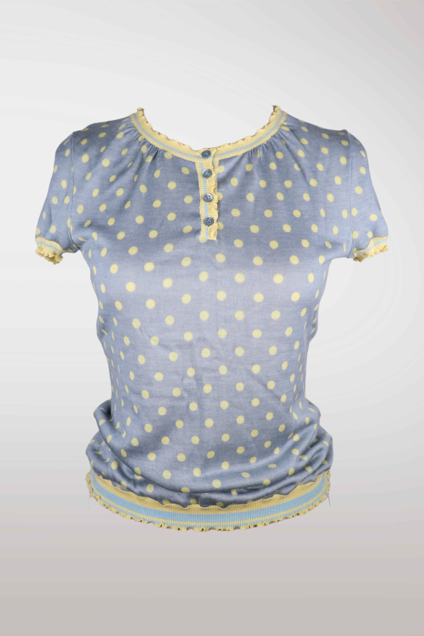 Moschino Polka Dot Wool Short Sleeve Cardigan