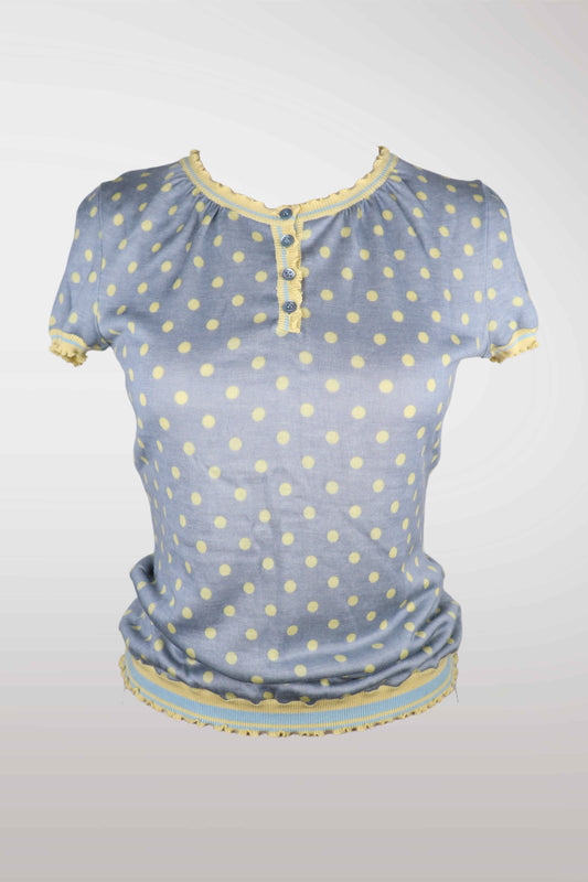 Moschino Polka Dot Wool Short Sleeve Cardigan