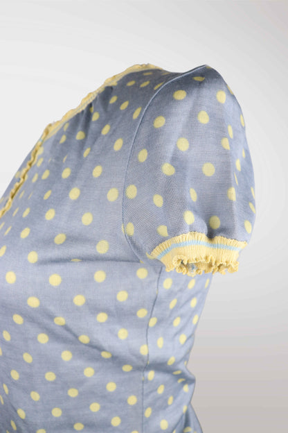 Moschino Polka Dot Wool Short Sleeve Cardigan