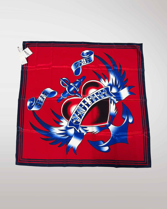 Jean-Paul Gaultier 2015 Heart & Anchor Tattoo Scarf