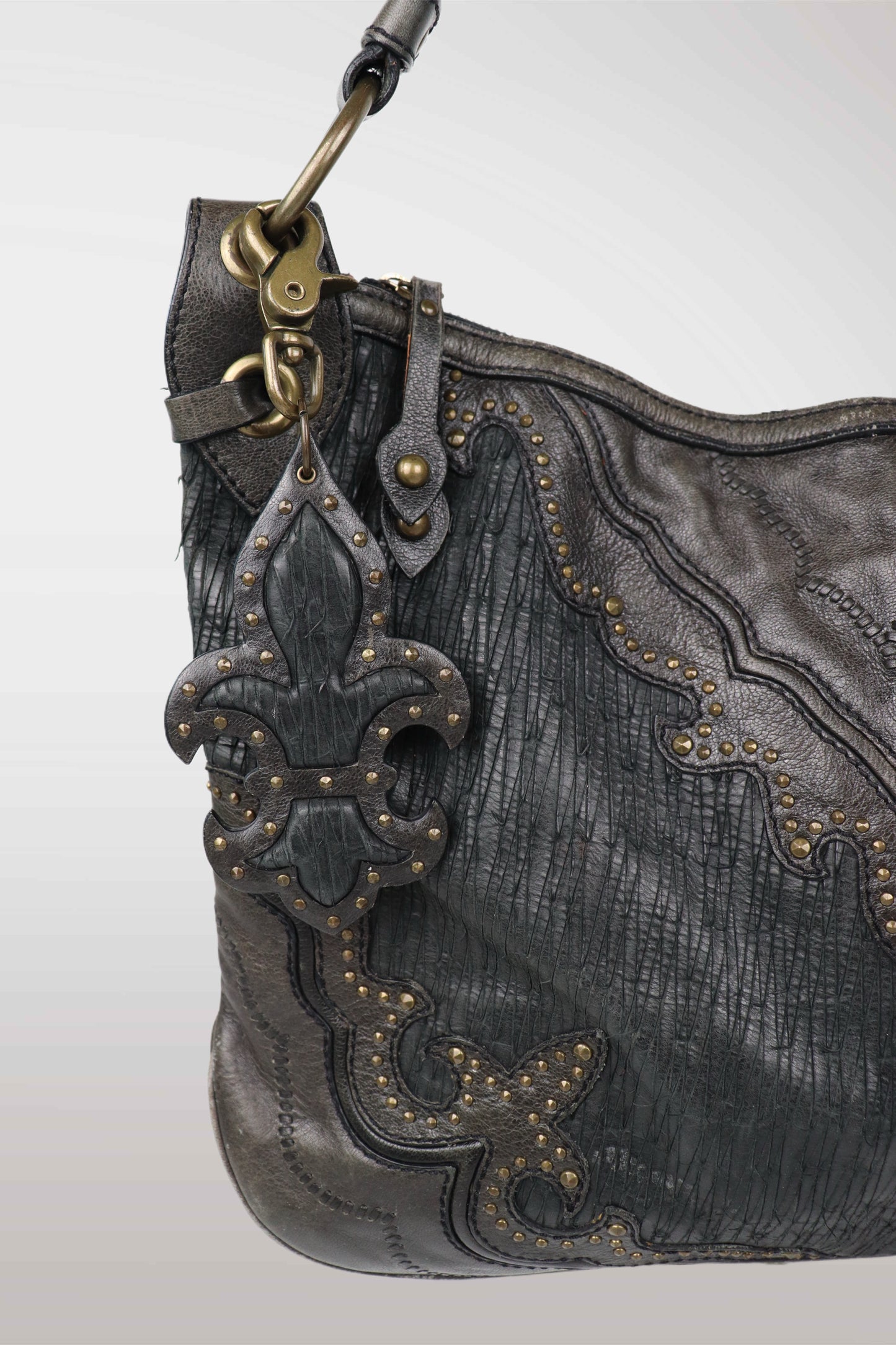 Isabella Fiore Leather Boho Apliqué Shoulder Bag
