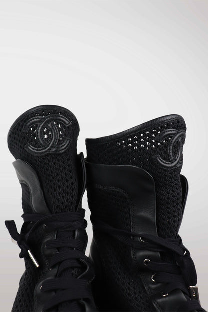 90s Chanel Black High-Top Sneakers | 36