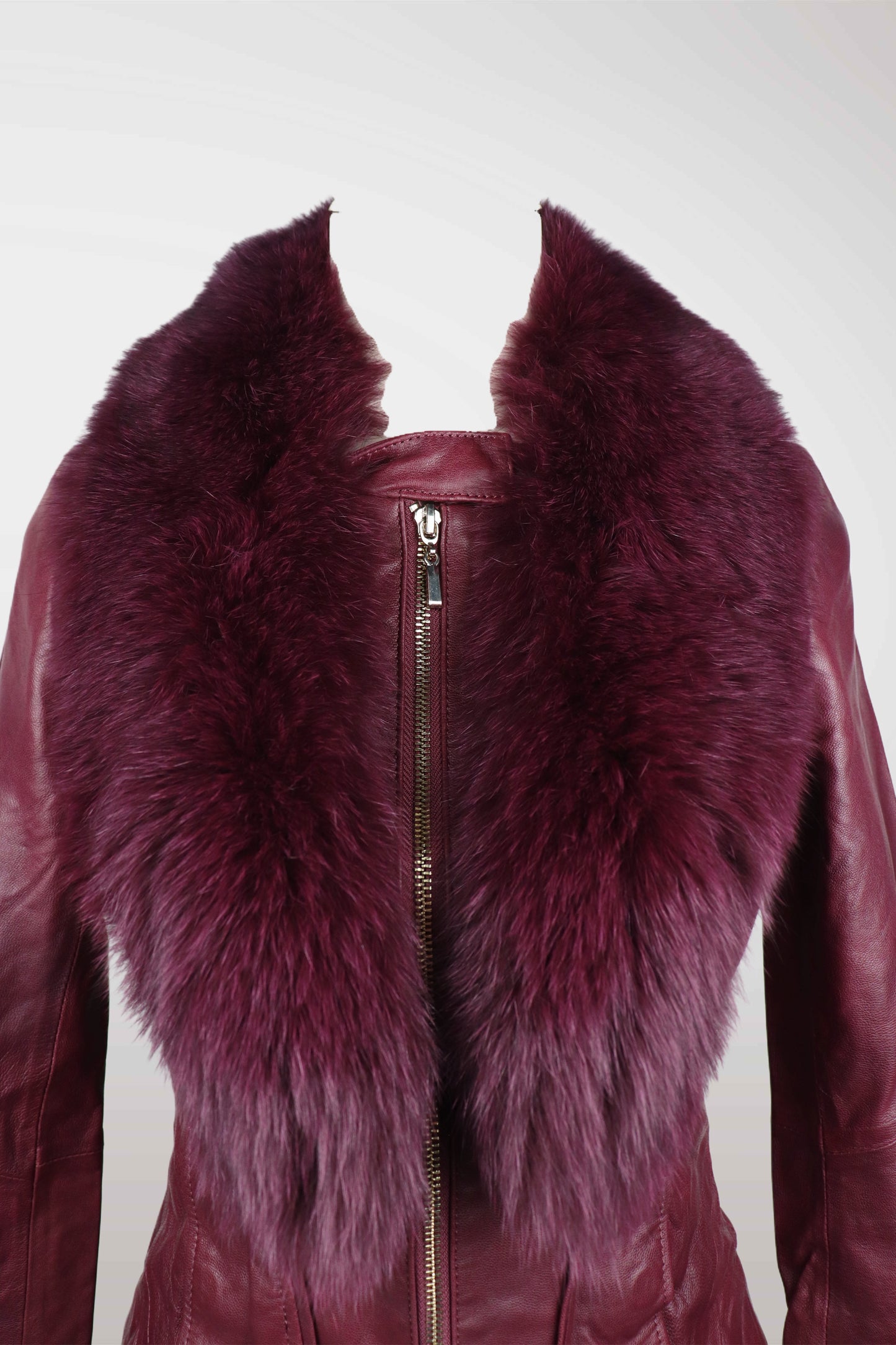 Burgundy Sheepskin & Rabbit Fur Jacket