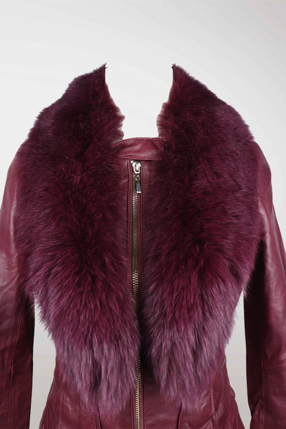 Burgundy Sheepskin & Rabbit Fur Jacket