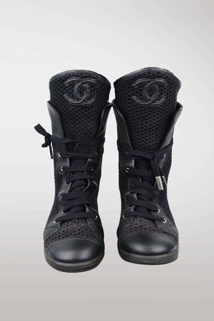 90s Chanel Black High-Top Sneakers | 36