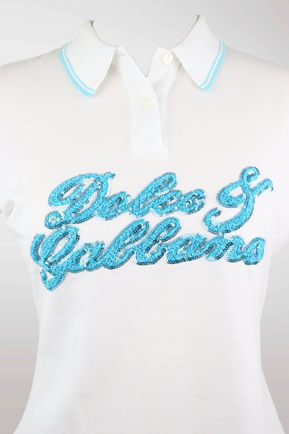 Dolce & Gabbana Turquoise Embellished Polo