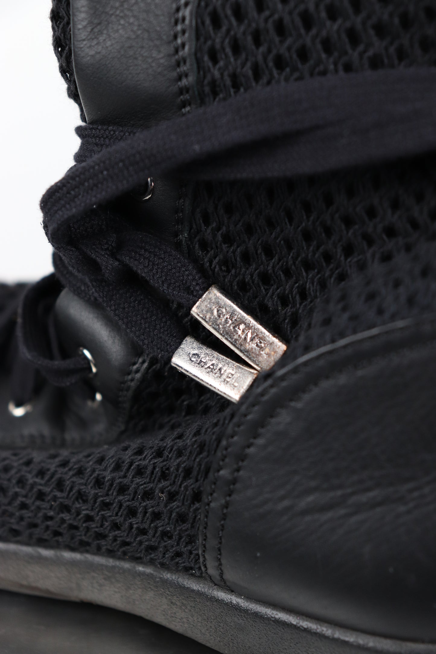 90s Chanel Black High-Top Sneakers | 36
