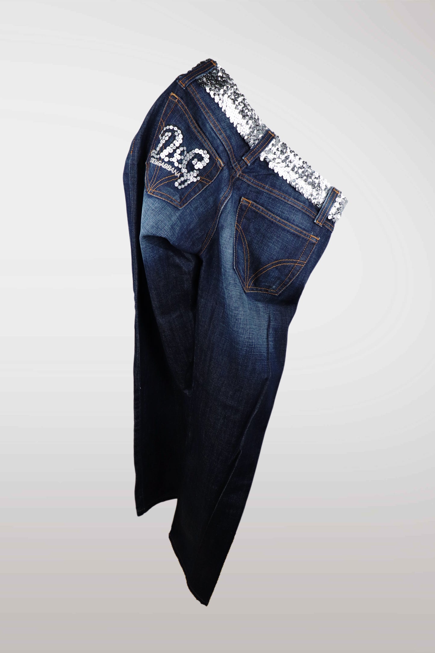 D&G Sequin Low Rise Straight Leg Jeans