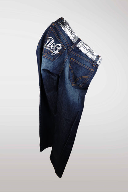 D&G Sequin Low Rise Straight Leg Jeans
