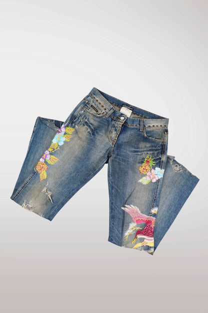 Dolce & Gabbana "Hawaii" Embroidered Distressed Jeans