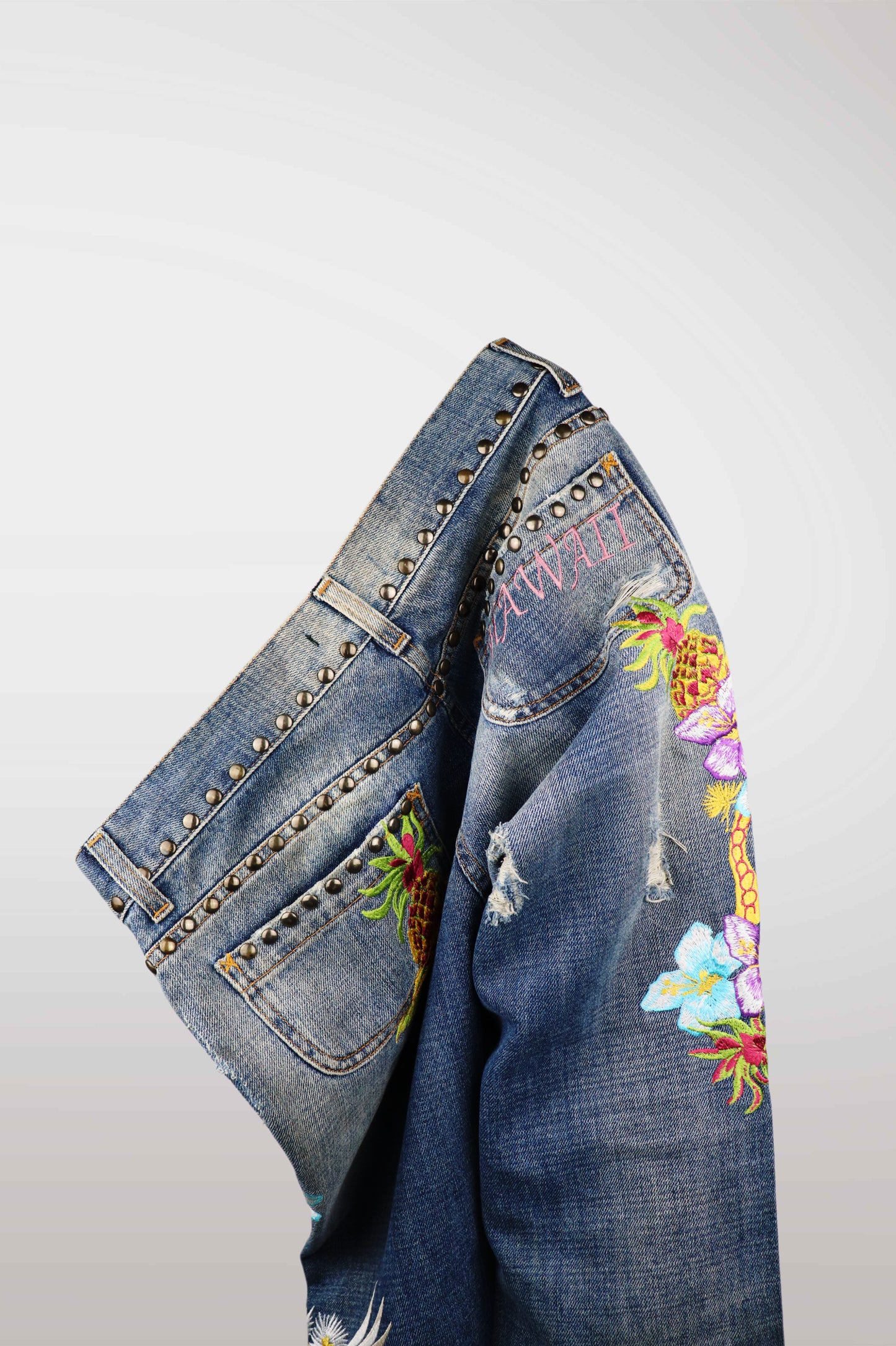 Dolce & Gabbana "Hawaii" Embroidered Distressed Jeans