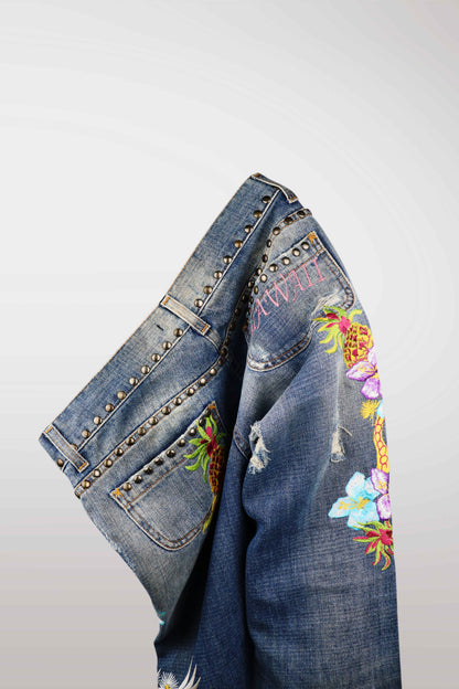 Dolce & Gabbana "Hawaii" Embroidered Distressed Jeans