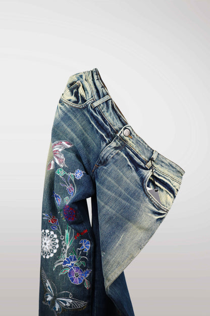 Just Cavalli Embellished Acid Washed Jeans