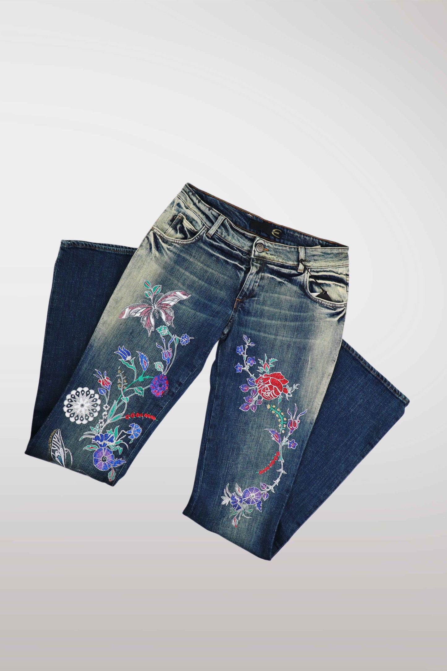 Just Cavalli Embellished Acid Washed Jeans