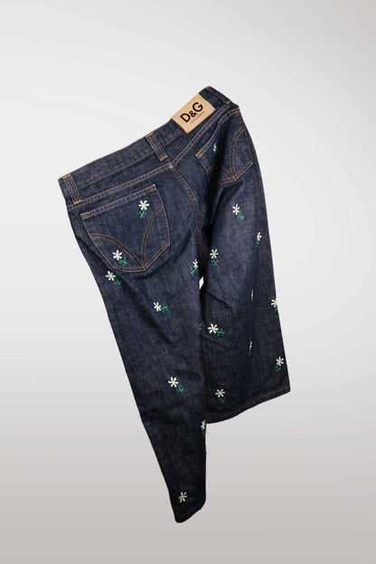 Early 2000s D&G Daisy Embroidered Denim Set (description)