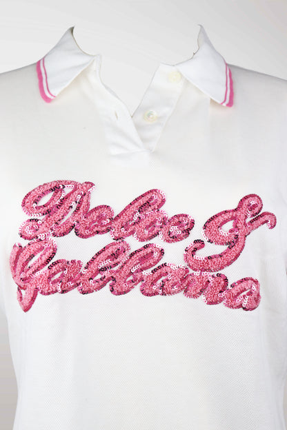 Dolce & Gabbana Pink Embellished Polo