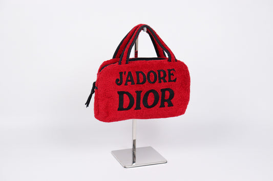 RARE Christian Dior By John Galliano Red Terry Boston Bag
