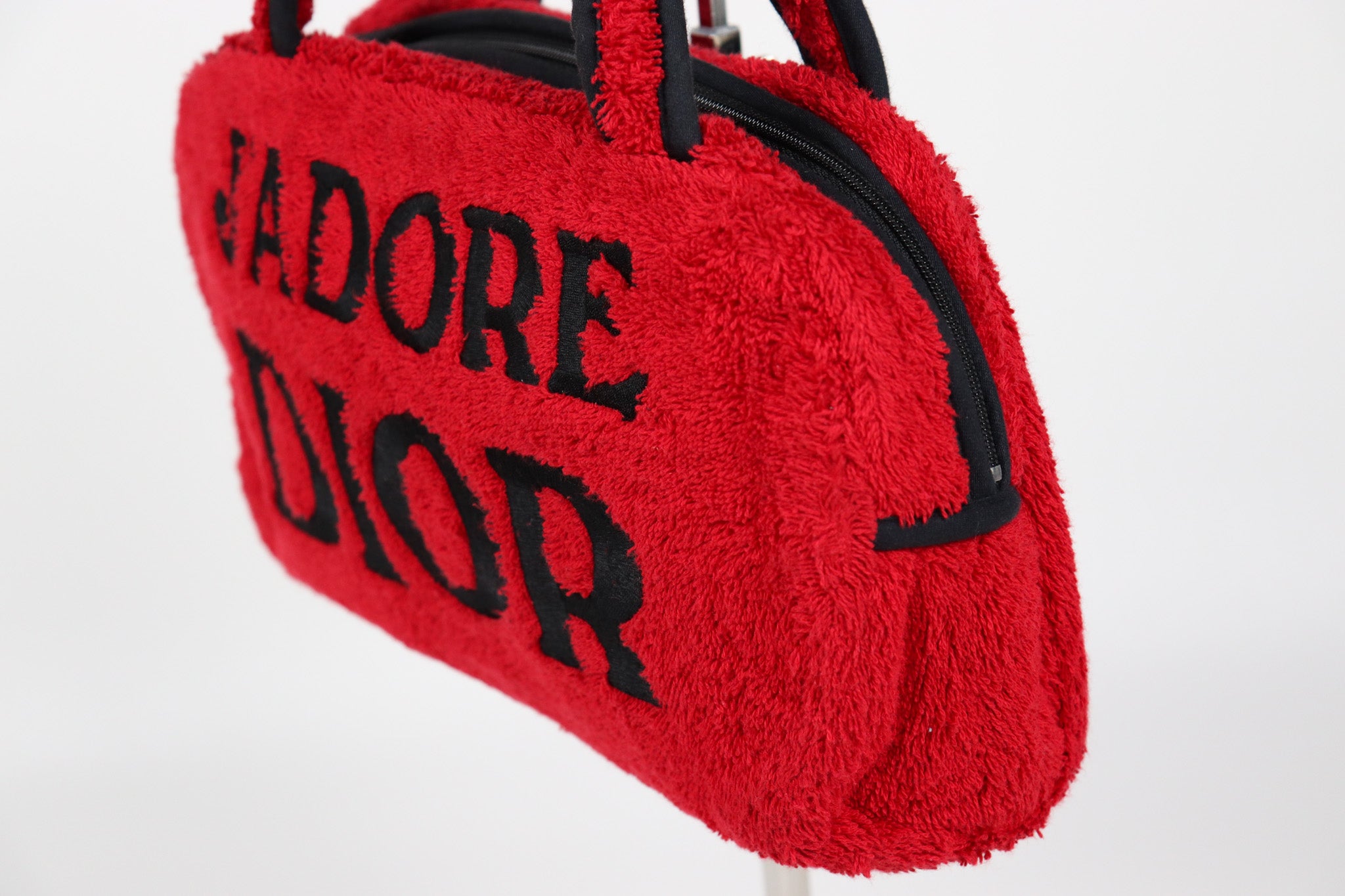 RARE Christian Dior By John Galliano Red Terry Boston Bag